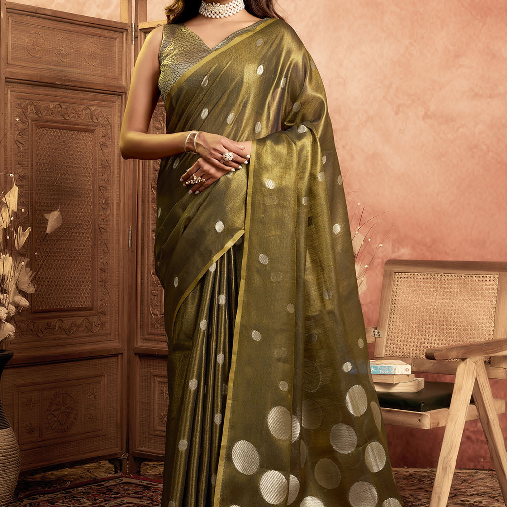 Soft Pure Tissue silk allover polka weave-Black