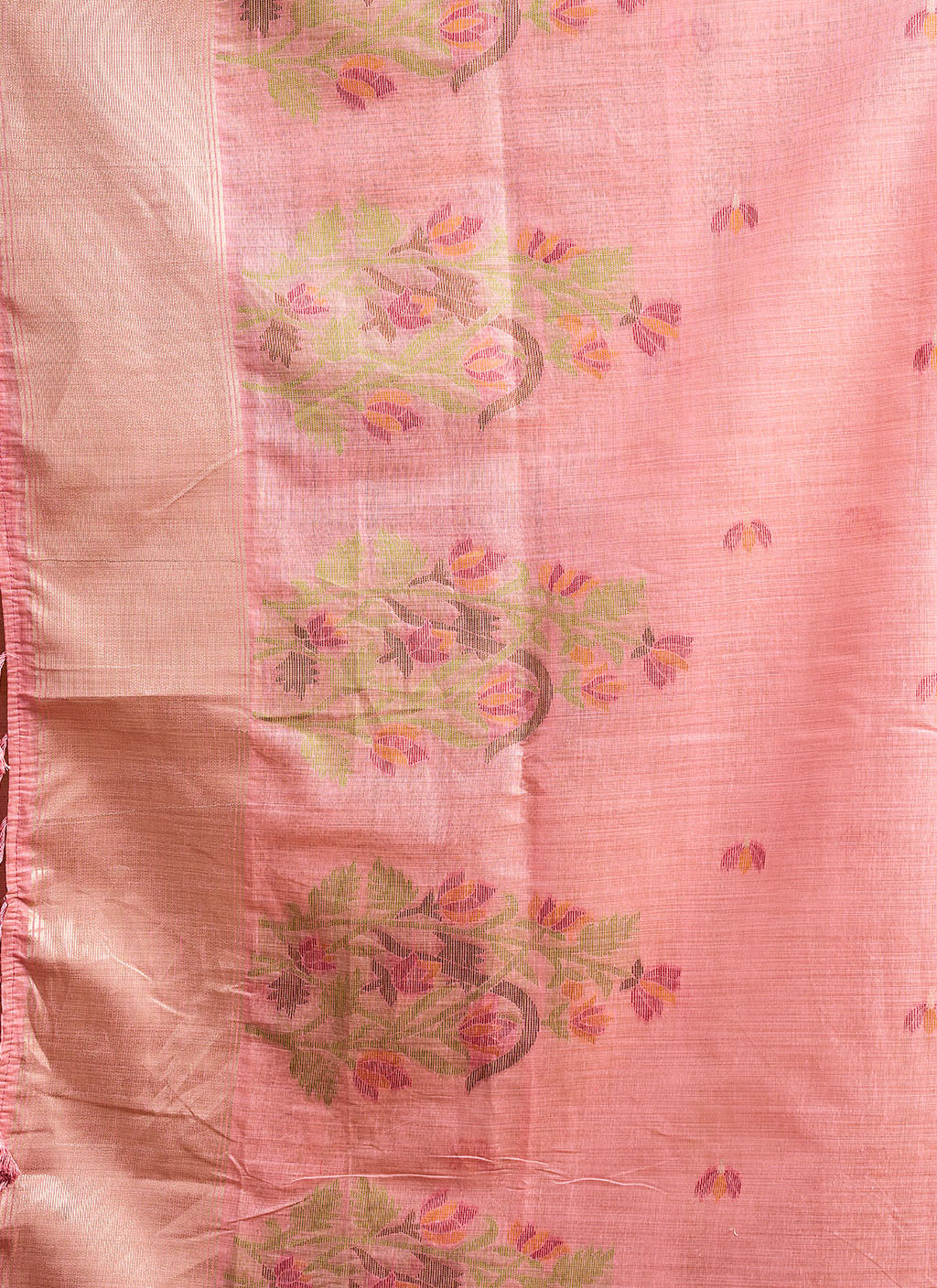 Mul Mul Cotton Saree-Pink