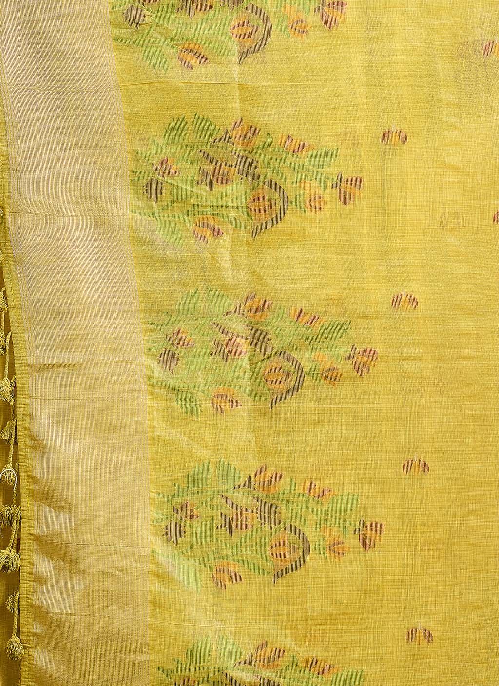 Mul Mul Cotton Saree-Yellow