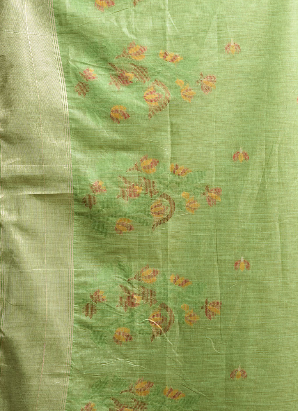 Mul Mul Cotton Saree-p.green