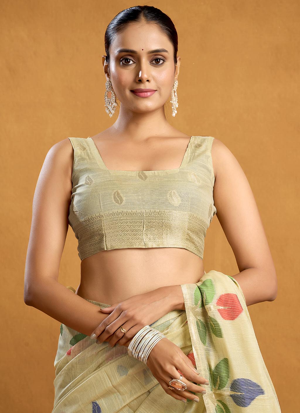 Pure spun cotton jamdani floral weaving