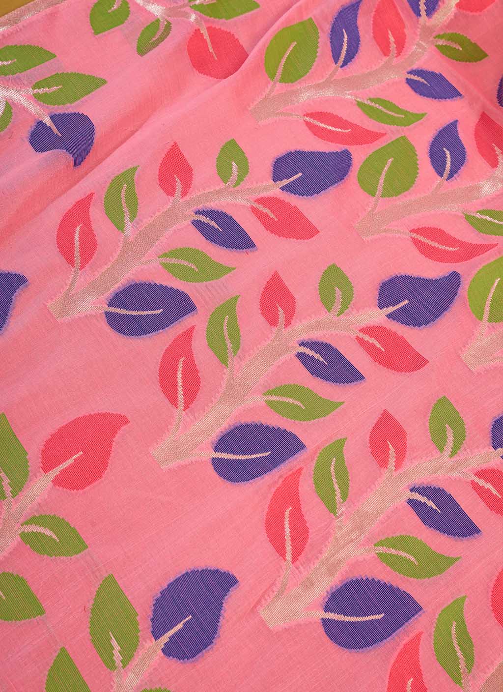 Pure spun cotton jamdani floral weaving