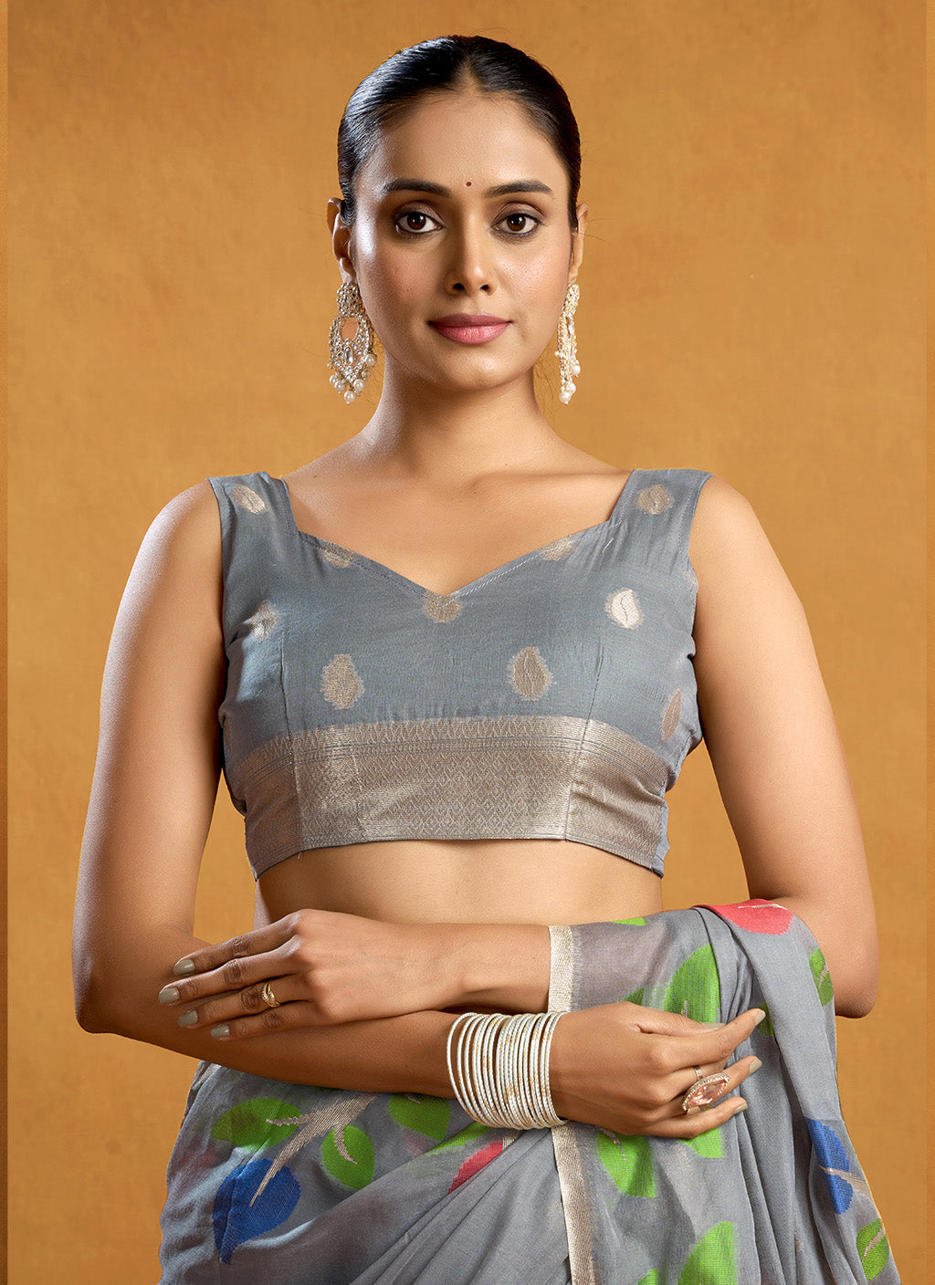Pure spun cotton jamdani floral weaving