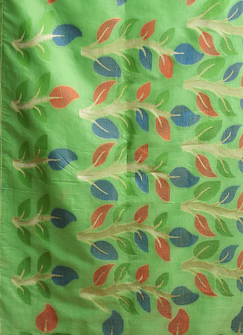 Pure spun cotton jamdani floral weaving