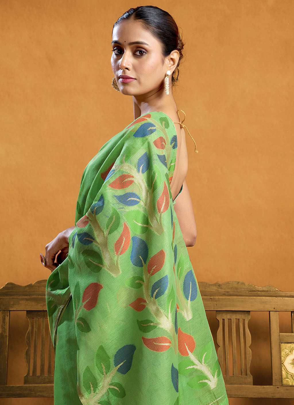 Pure spun cotton jamdani floral weaving