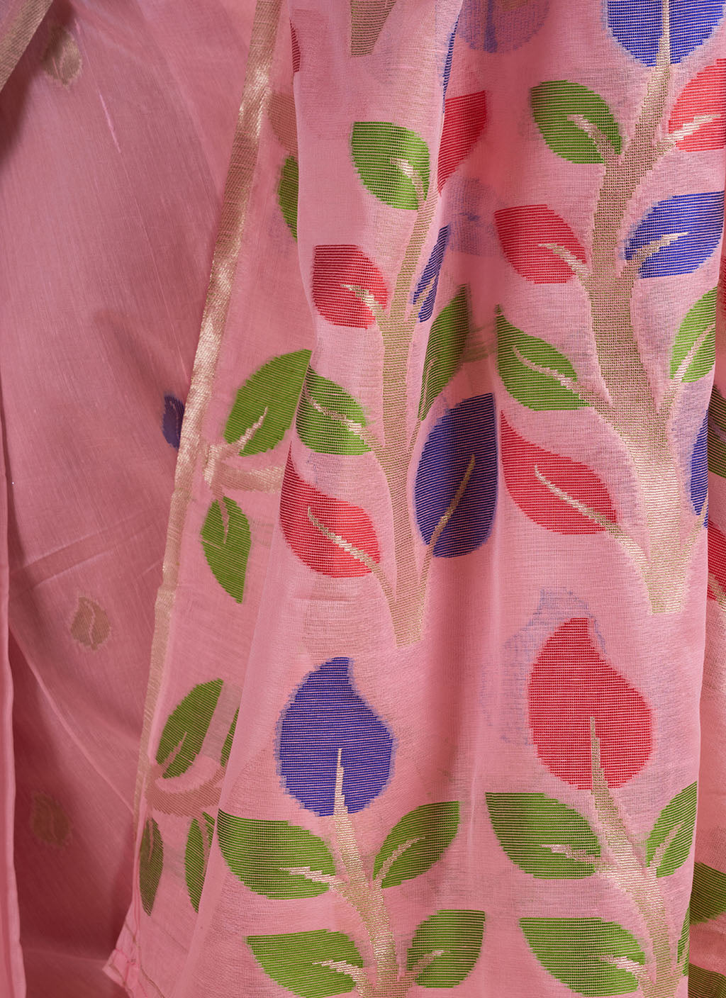 Pure spun cotton jamdani floral weaving