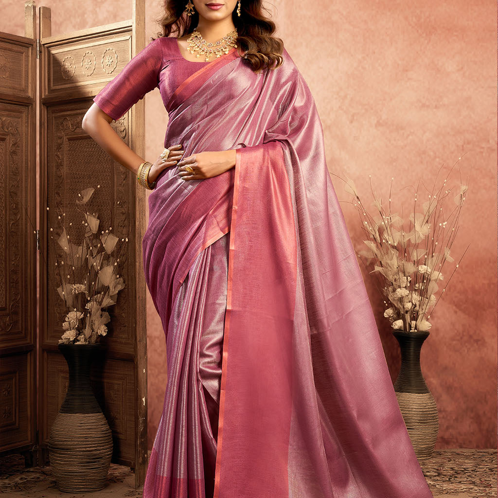 pure Soft Tissue Zari saree-Magenta