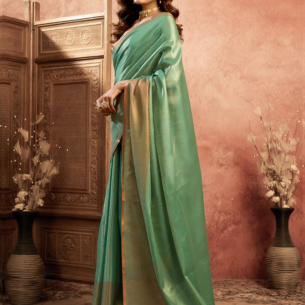 pure Soft Tissue Zari saree-Rama