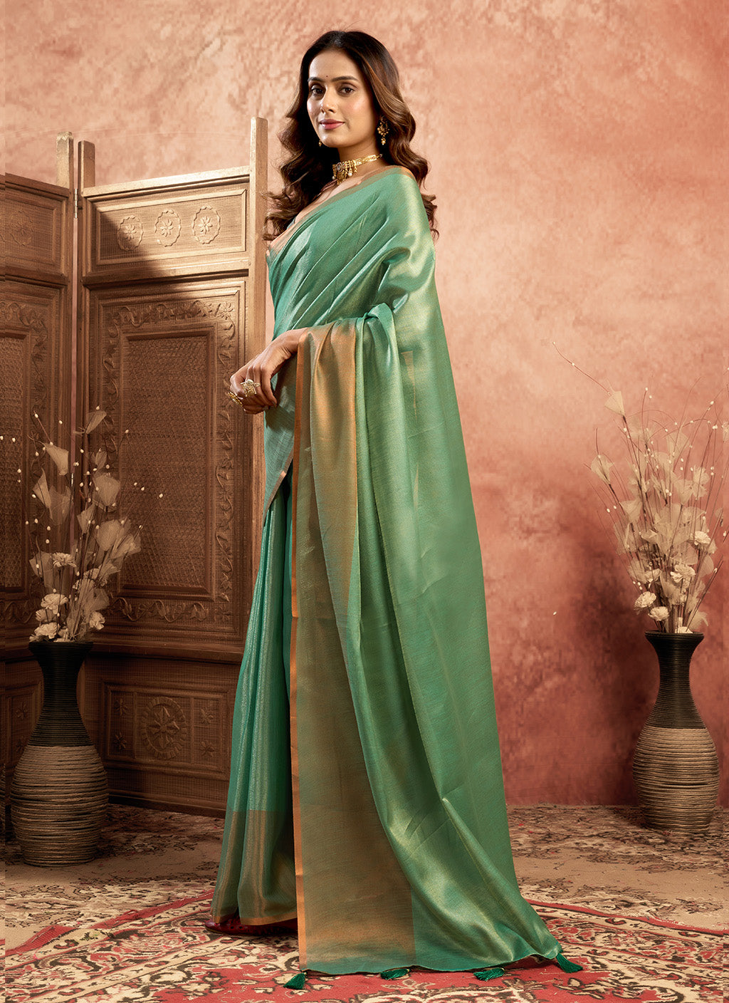 pure Soft Tissue Zari saree-Rama