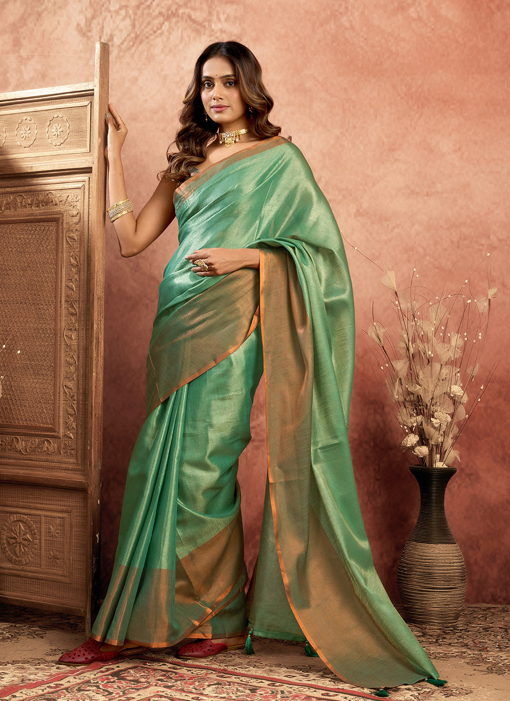 pure Soft Tissue Zari saree-Rama