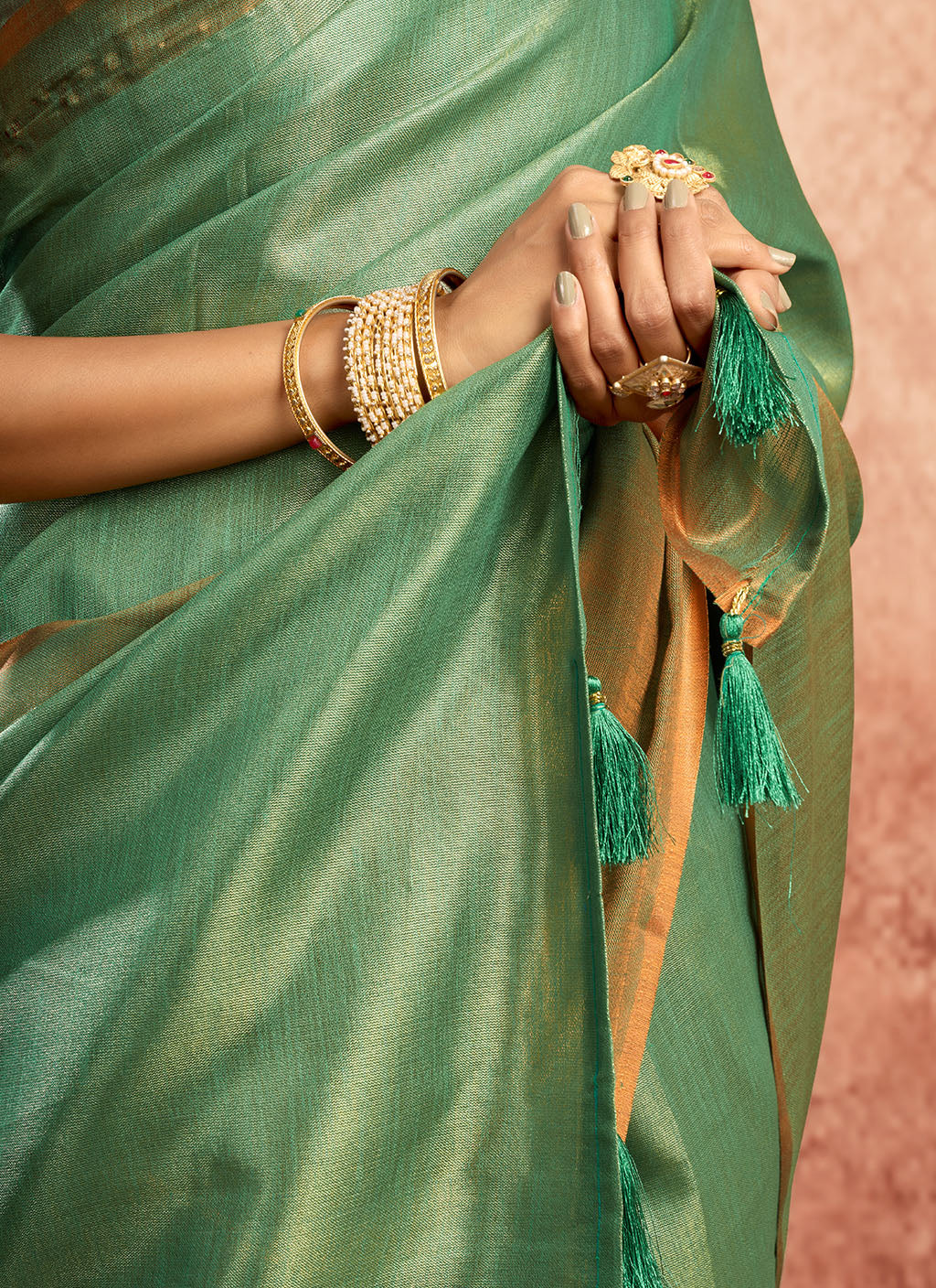 pure Soft Tissue Zari saree-Rama