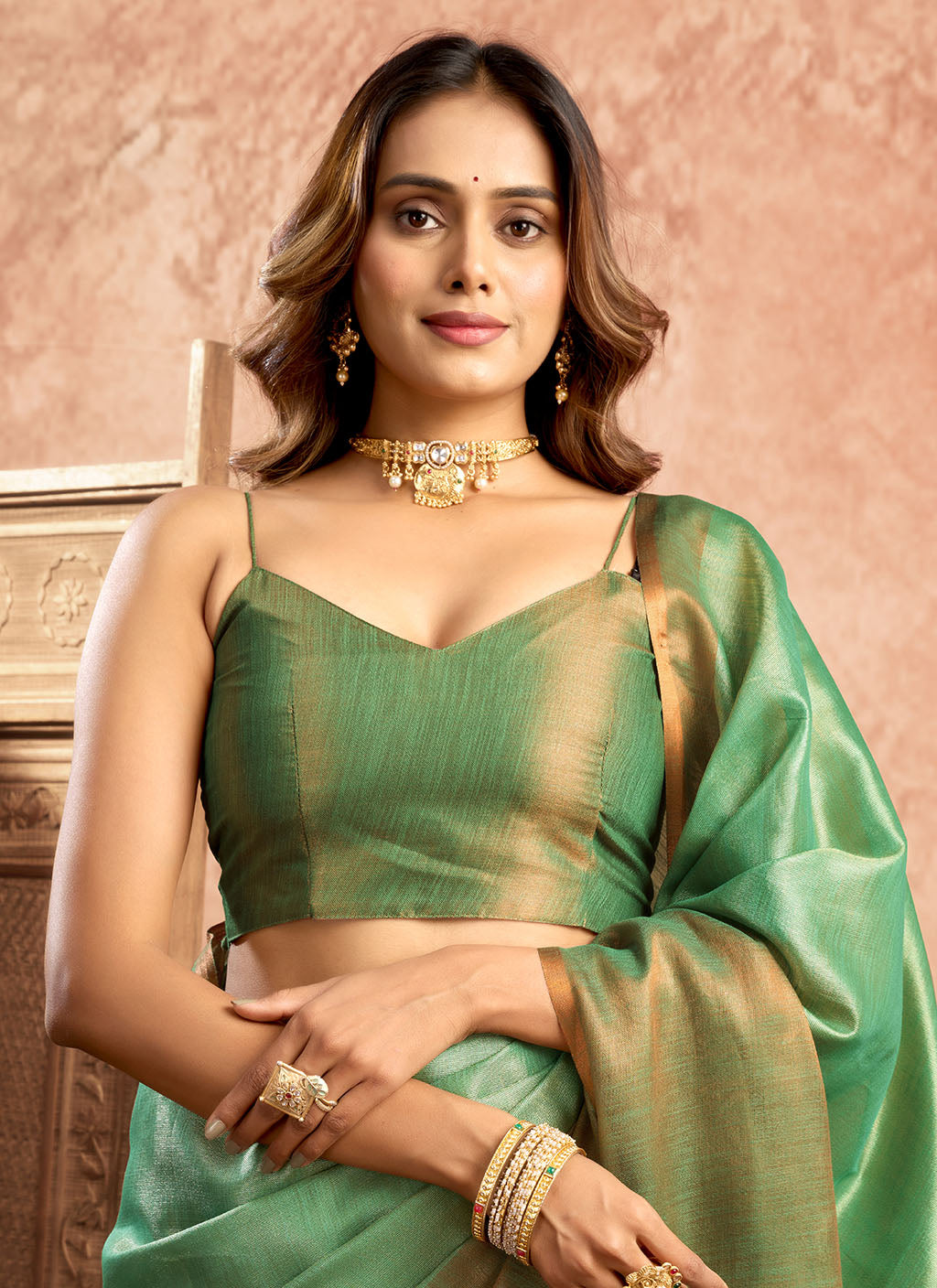 pure Soft Tissue Zari saree-Rama