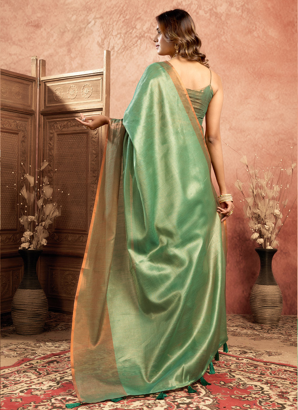 pure Soft Tissue Zari saree-Rama