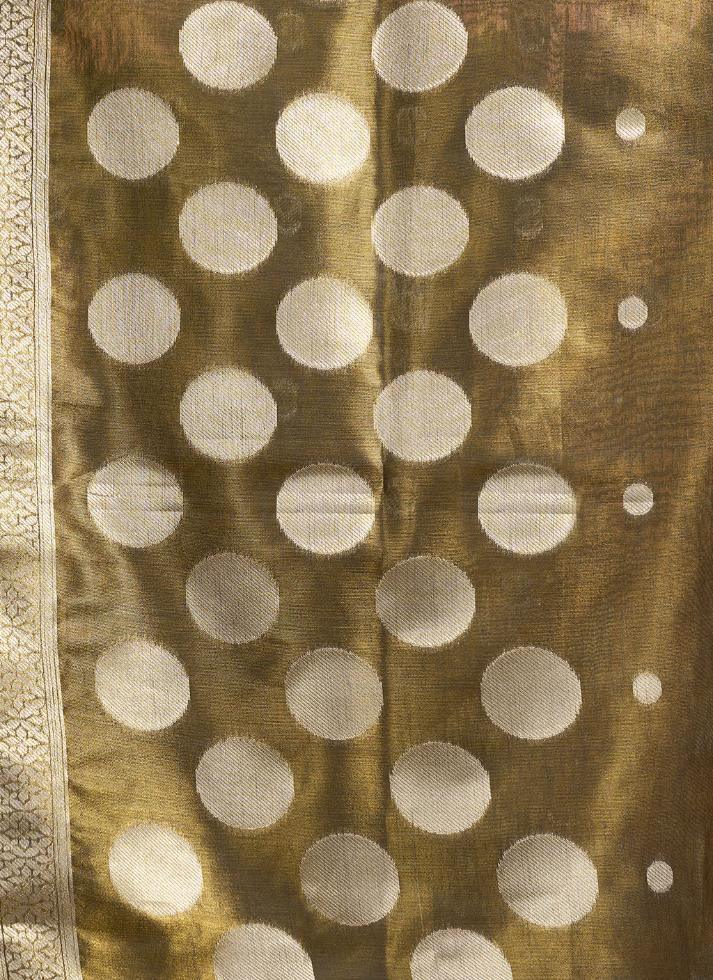 Soft Pure Tissue silk allover polka weave-Black