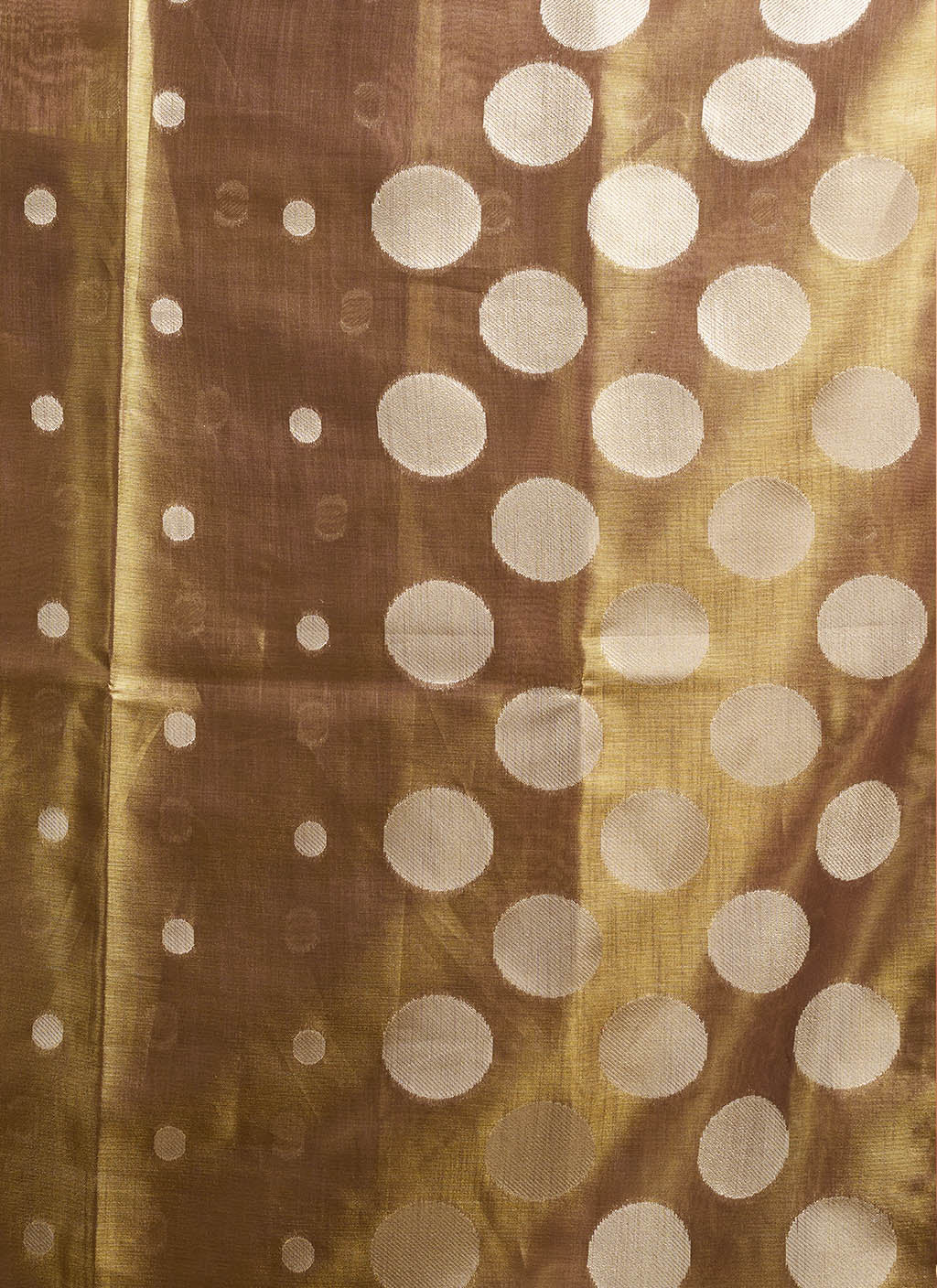 Soft Pure Tissue silk allover polka weave-Brown