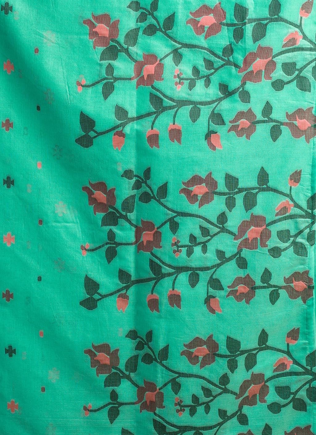 Pure Sea blue Cotton jamdani floral weaving