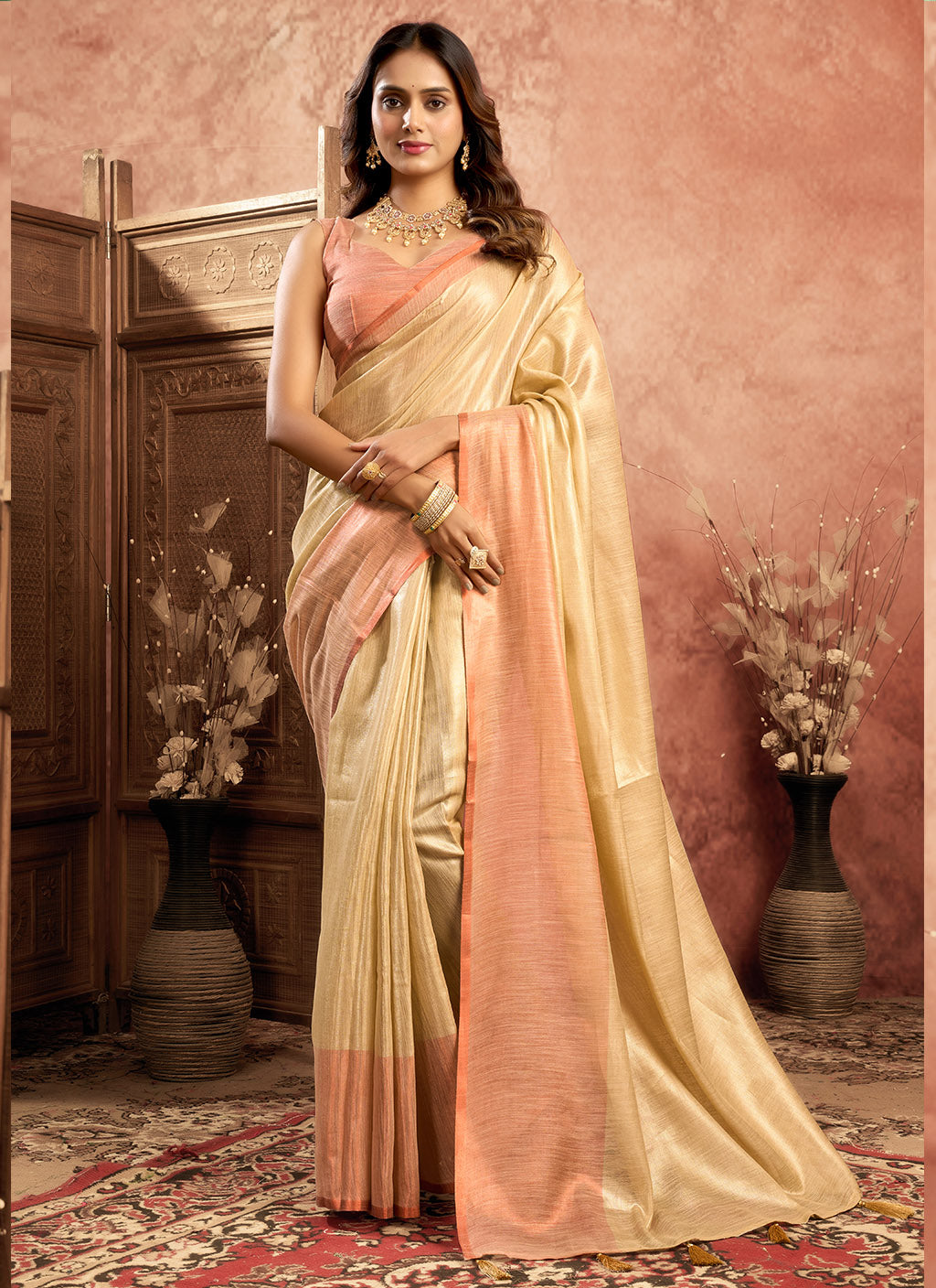 pure Soft Tissue Zari saree-Chiku