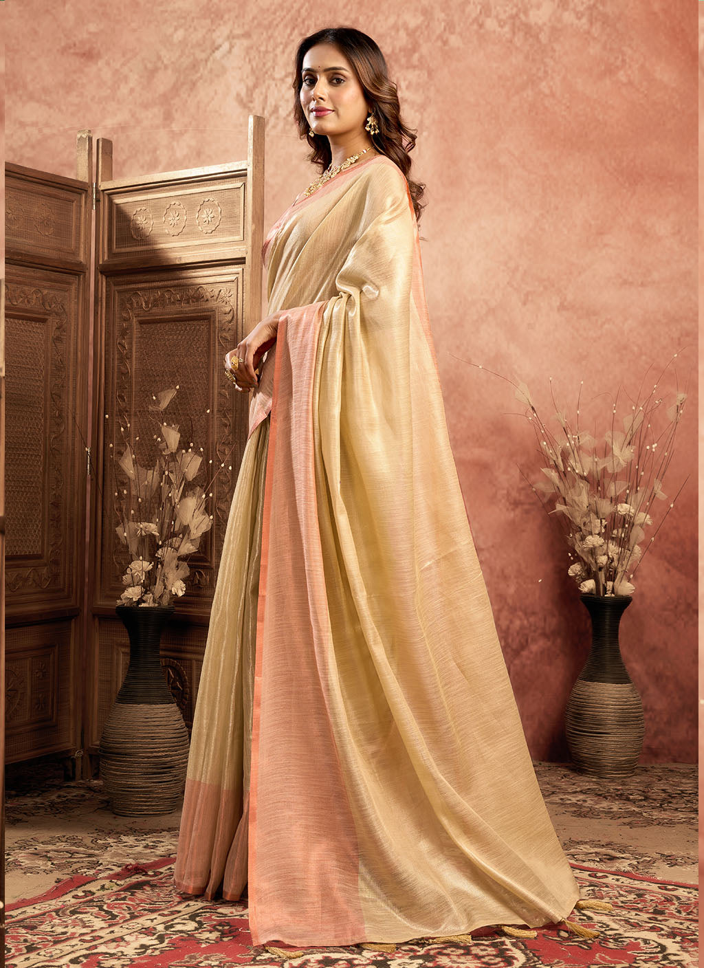 pure Soft Tissue Zari saree-Chiku