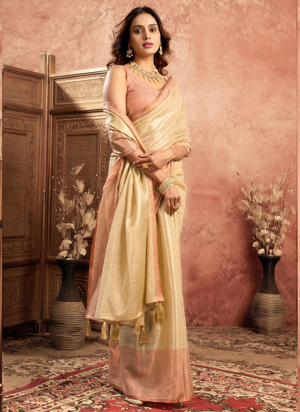 pure Soft Tissue Zari saree-Chiku